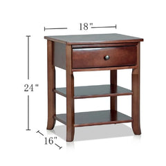 Espresso Goles 24'' Tall 1 - Drawer Solid Wood Nightstand