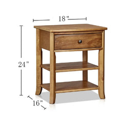 Teak Goles 24'' Tall 1 - Drawer Solid Wood Nightstand