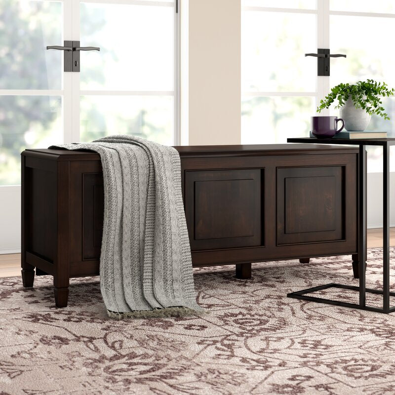 Dark Chestnut Brown Gorlest Wood Flip Top Storage Bench