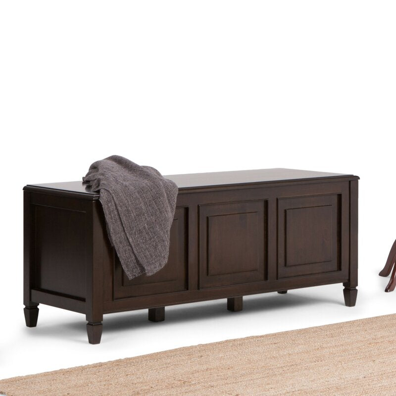Dark Chestnut Brown Gorlest Wood Flip Top Storage Bench