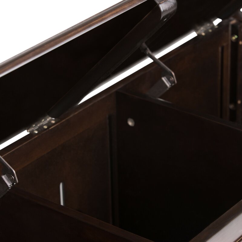 Dark Chestnut Brown Gorlest Wood Flip Top Storage Bench