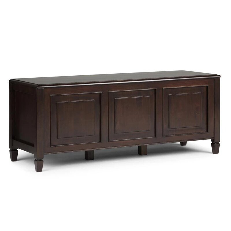 Dark Chestnut Brown Gorlest Wood Flip Top Storage Bench
