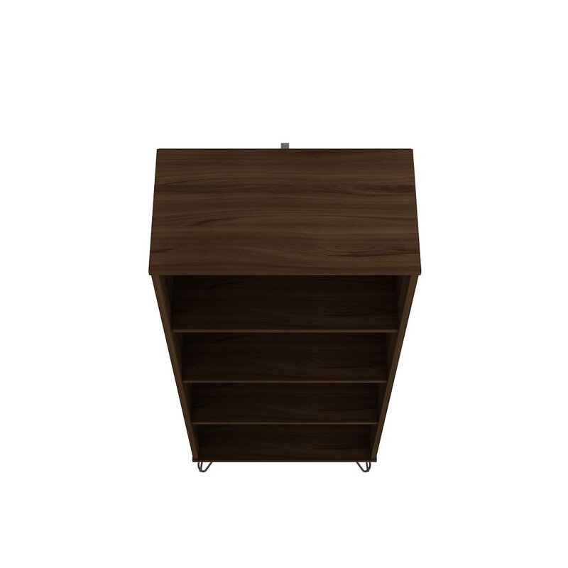 (4 Shelves) 54" H x 21" W x 12" D Brown Standard Bookcase Ample Shelving Space to Show off your Favorite Reads Wire Splayed Legs