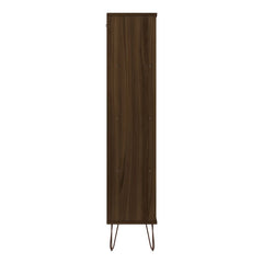 (4 Shelves) 54" H x 21" W x 12" D Brown Standard Bookcase Ample Shelving Space to Show off your Favorite Reads Wire Splayed Legs