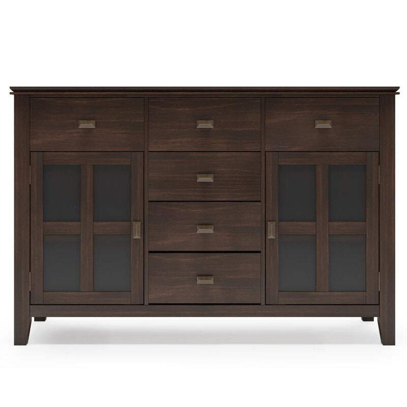 Dark Chestnut Brown 54'' Wide 6 Drawer Sideboard With Plenty of Storage Space for your Entertainment and Dining Needs