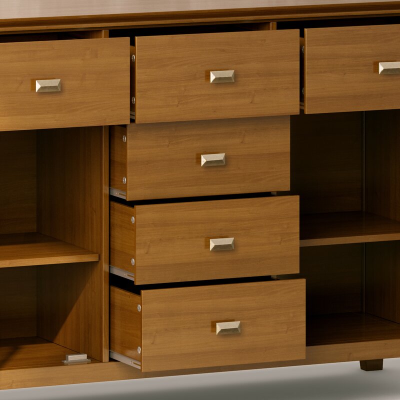 Honey Brown Gosport 54'' Wide 6 Drawer Sideboard Hand Finished