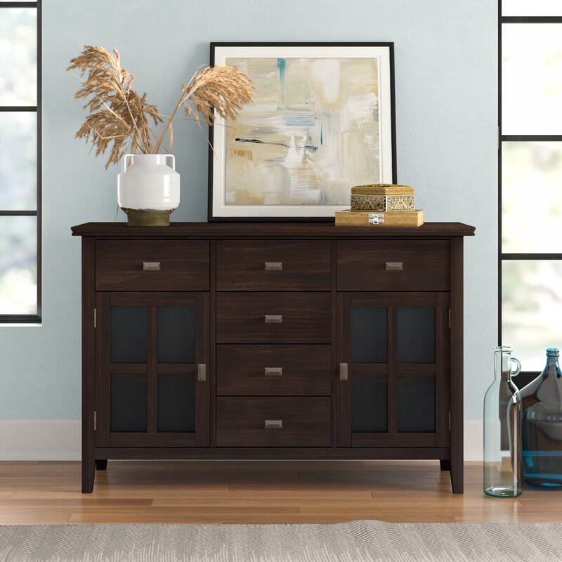 Dark Chestnut Brown 54'' Wide 6 Drawer Sideboard With Plenty of Storage Space for your Entertainment and Dining Needs