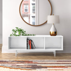 White Gowdy 60'' Console Table Mid Century Modern Functionality and Style