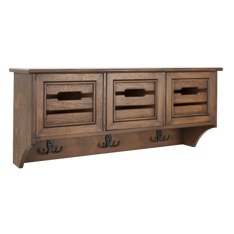 28'' Wide 3 Hook Wall Mounted Coat Rack with Storage Bring Function to the Foyer with this Space-Saving Wall Rack
