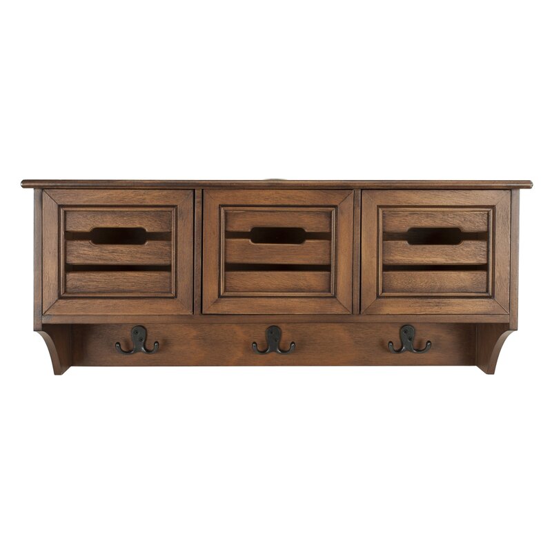 28'' Wide 3 Hook Wall Mounted Coat Rack with Storage Bring Function to the Foyer with this Space-Saving Wall Rack