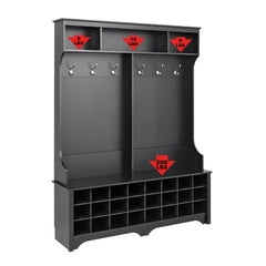 Black Gracie 60'' Wide Hall Tree with Bench Six Strong Double Coat Hooks