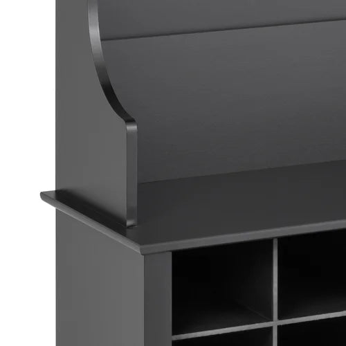 Black Gracie 60'' Wide Hall Tree with Bench Six Strong Double Coat Hooks