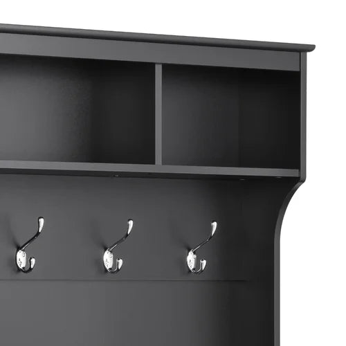 Black Gracie 60'' Wide Hall Tree with Bench Six Strong Double Coat Hooks