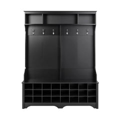 Black Gracie 60'' Wide Hall Tree with Bench Six Strong Double Coat Hooks