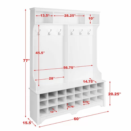 Gracie 60'' Wide Hall Tree with Bench White Indoor Aesthetic Design