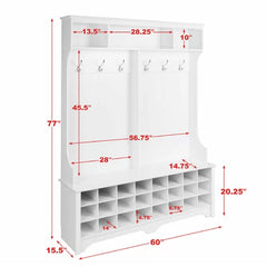 Gracie 60'' Wide Hall Tree with Bench White Indoor Aesthetic Design