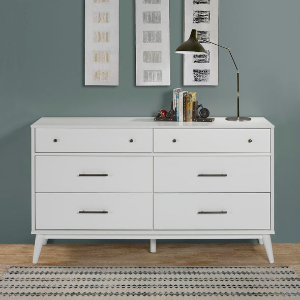 White Grady 6 Drawer 60'' W Solid Wood Offers Plenty of Room Placing Items Such As Photos and Other Decorative Items Atop