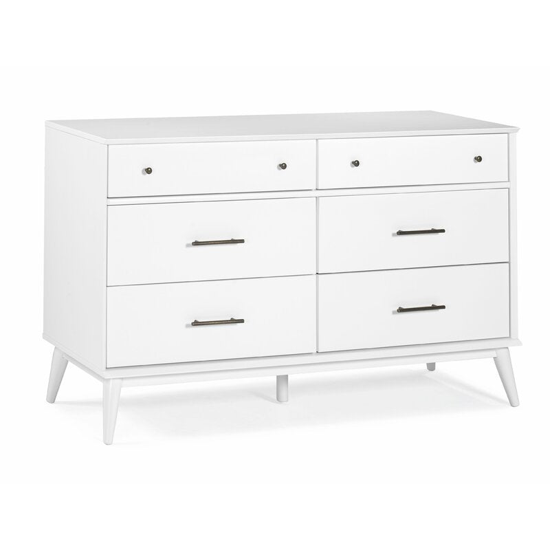 White Grady 6 Drawer 60'' W Solid Wood Offers Plenty of Room Placing Items Such As Photos and Other Decorative Items Atop