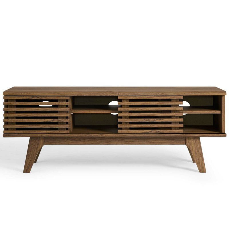 Walnut Grandstaff TV Stand for TVs up to 50" Mid Century Aesthetics