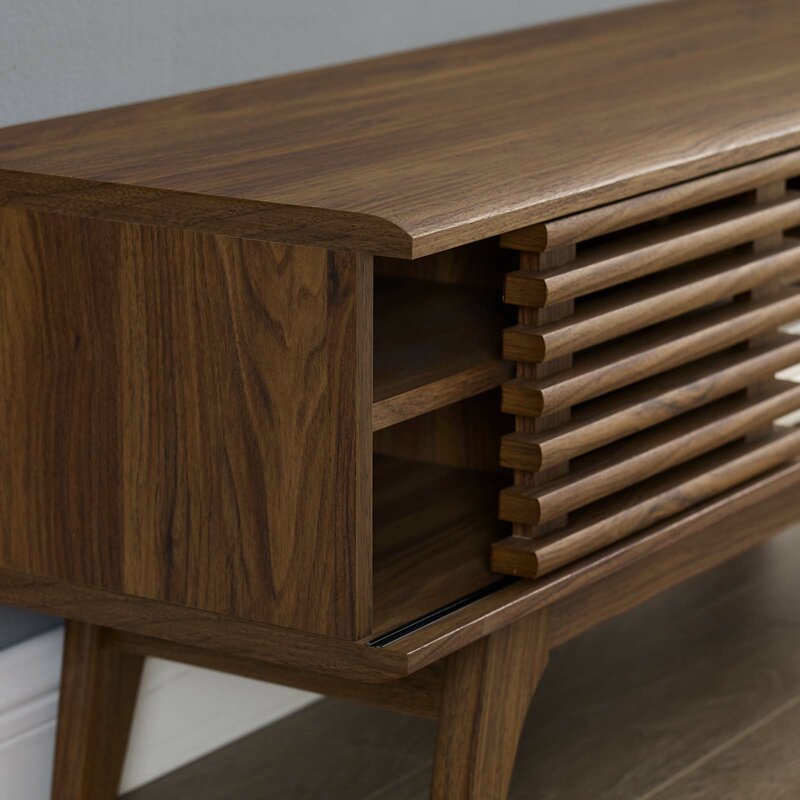 Walnut Grandstaff TV Stand for TVs up to 50" Mid Century Aesthetics