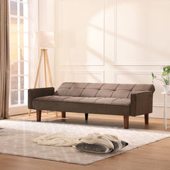 Brown Grapeville Twin 74.8'' Wide Tufted Back Convertible Sofa Indoor Furniture