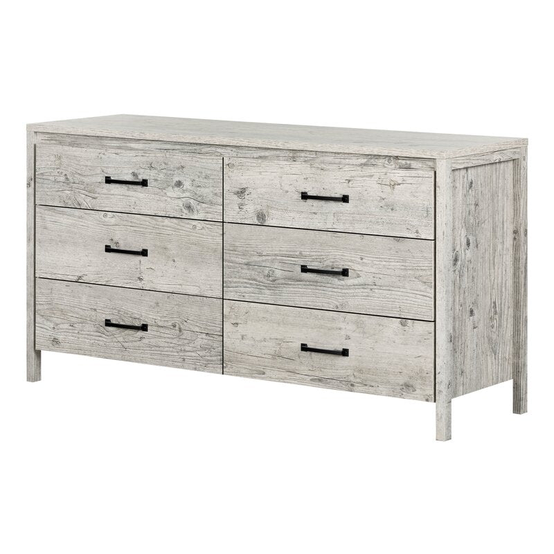 Seaside Pine 6 Drawer 59.25'' W Providing Plenty of Storage Space 6 Practical Drawers with Metal Handles