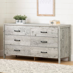 Seaside Pine 6 Drawer 59.25'' W Providing Plenty of Storage Space 6 Practical Drawers with Metal Handles