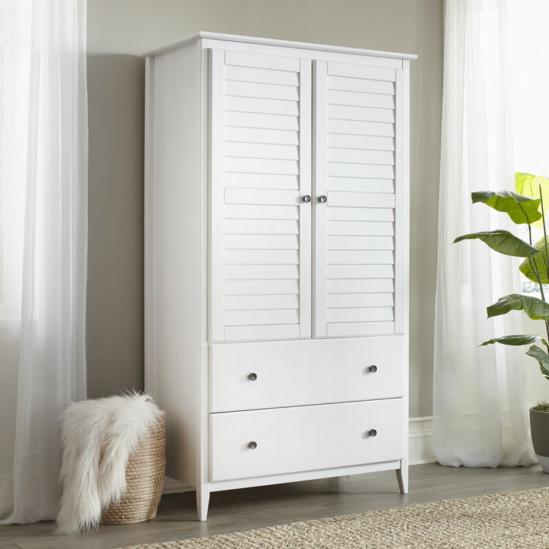 Brushed White Greenport Armoire Modernized Traditional Style