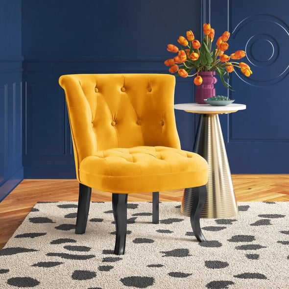 1 - Mustard Velvet Tufted Velvet Side Chair Side Chair Brings A Bit Of Glam and A Hint Of Elegance Whether it's in Your Living Room,