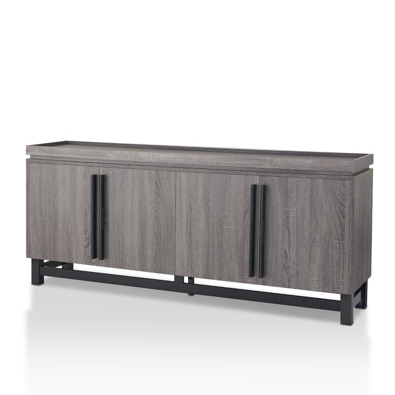Weathered Gray Grenshaw 70.75'' Wide Sideboard Clean Lined Metal Base