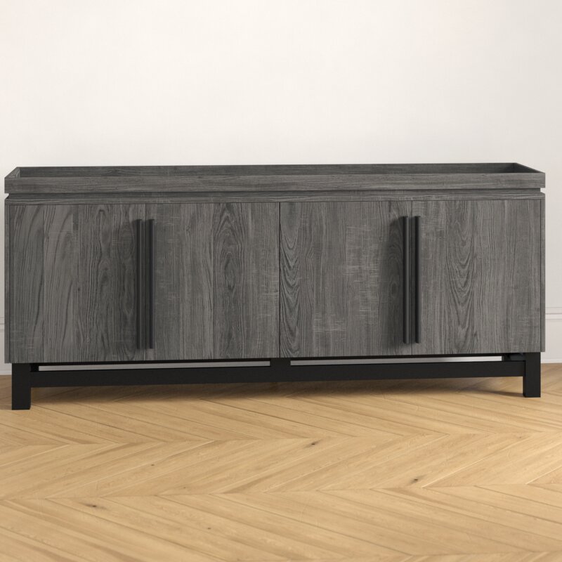 Weathered Gray Grenshaw 70.75'' Wide Sideboard Clean Lined Metal Base