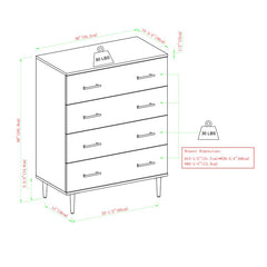 4 Drawer 30'' W Chest Mid Century and Industrial Elements
