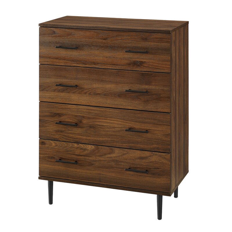 4 Drawer 30'' W Chest Mid Century and Industrial Elements