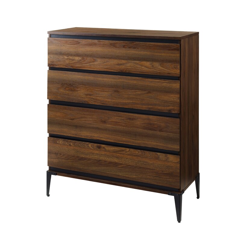 Grimaldo 4 Drawer 36'' W Chest Dark Walnut Engineered Wood