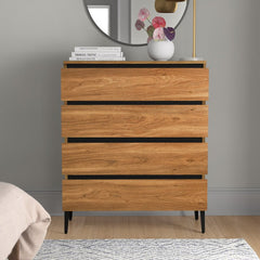 English Oak Grimaldo 4 Drawer 36'' W Chest Engineered Wood