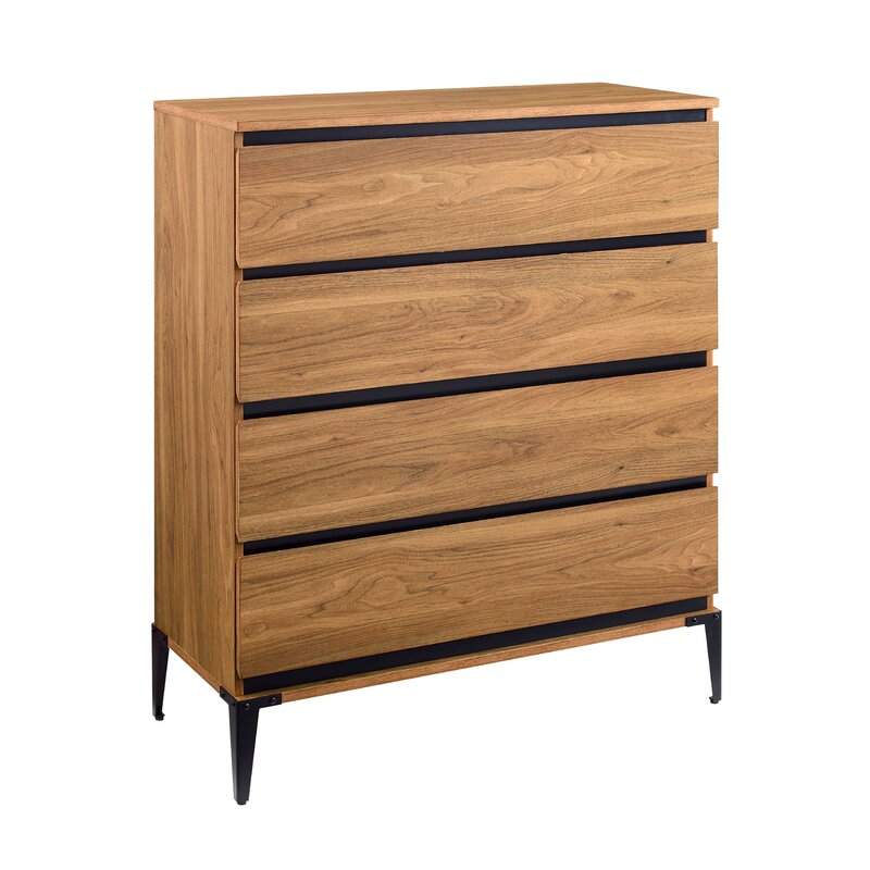 English Oak Grimaldo 4 Drawer 36'' W Chest Engineered Wood