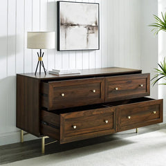 Dark Walnut Grimmett 4 Drawer 56'' W Double Dresser Offer Plenty Storage Space