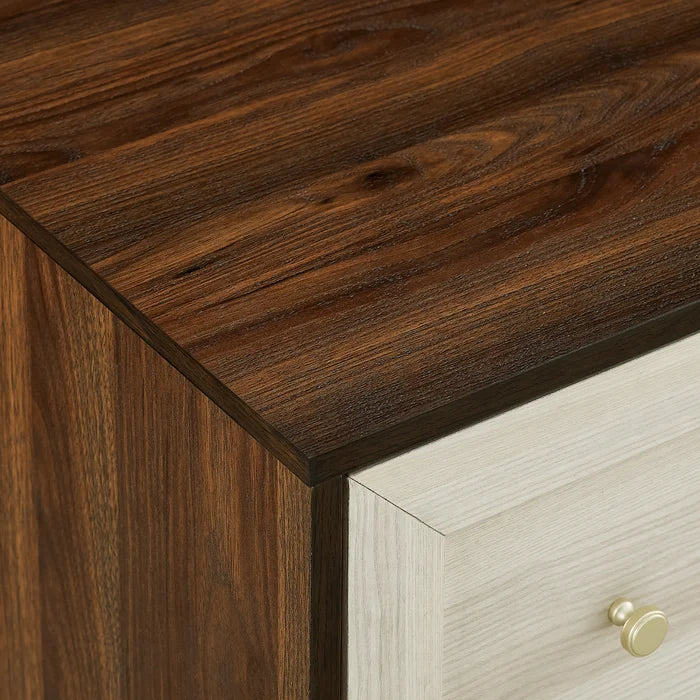Dark Walnut White Grimmett 4 Drawer 56'' W Double Dresser Features Wood Grain