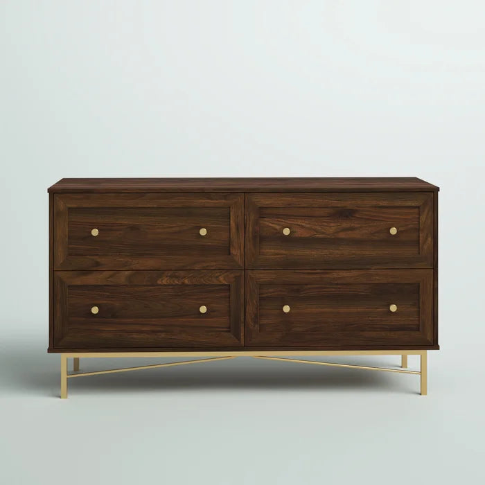 Dark Walnut Grimmett 4 Drawer 56'' W Double Dresser Offer Plenty Storage Space