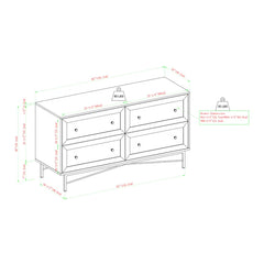Dark Walnut Grimmett 4 Drawer 56'' W Double Dresser Offer Plenty Storage Space