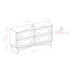 Dark Walnut White Grimmett 4 Drawer 56'' W Double Dresser Features Wood Grain