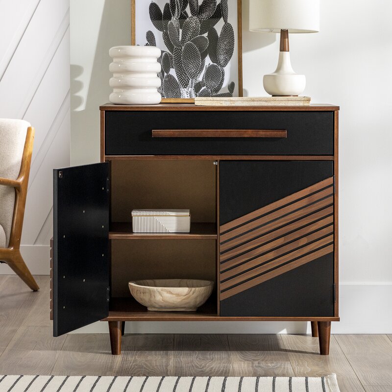 Black/Brown 33'' Tall Accent Chest Adds A Modern, Boho Touch to your Dining Room or Living Room