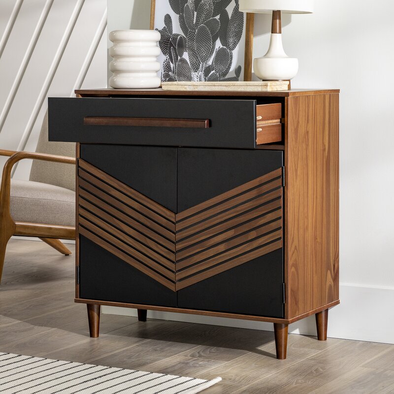 Black/Brown 33'' Tall Accent Chest Adds A Modern, Boho Touch to your Dining Room or Living Room