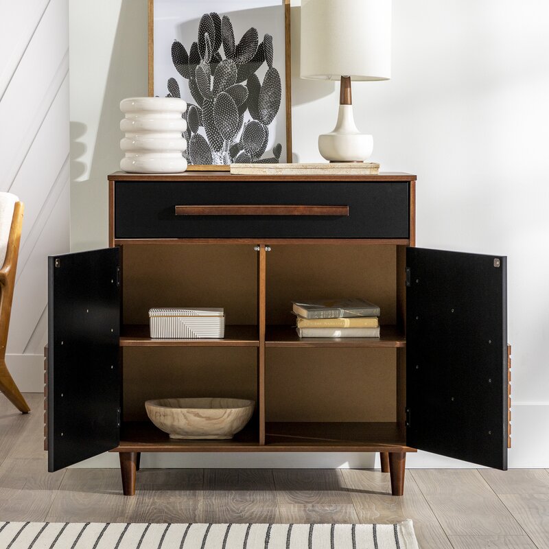 Black/Brown 33'' Tall Accent Chest Adds A Modern, Boho Touch to your Dining Room or Living Room
