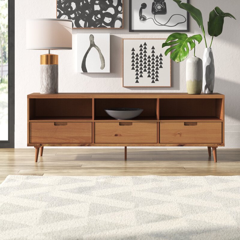 Grindle Solid Wood TV Stand for TVs up to 80" Bringing Mid Century Modern Flair