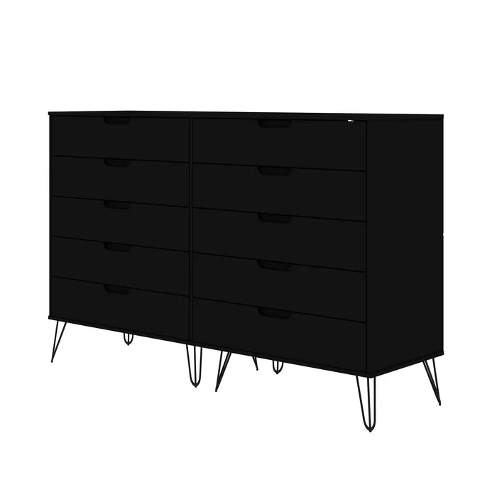 Black Grisby 10 Drawer 69.72'' W Double Dresser Crafted from Engineered Wood