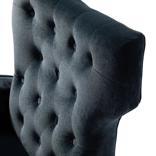 Black Velvet Groombridge 28'' Wide Tufted Wingback Chair Design