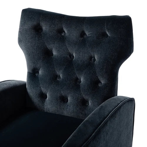 Black Velvet Groombridge 28'' Wide Tufted Wingback Chair Design