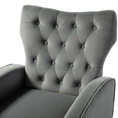 1 - Gray Velvet Tufted Wingback Chair This Living Room Accent Chair with Plush Upholstery, Offering Outstanding Comfort and is Suitable For