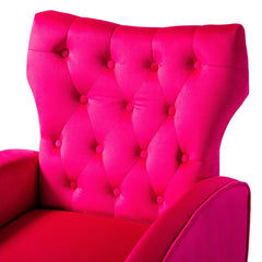 1 - Fushia Velvet Tufted Wingback Chair This Living Room Accent Chair with Plush Upholstery, Offering Outstanding Comfort and is Suitable